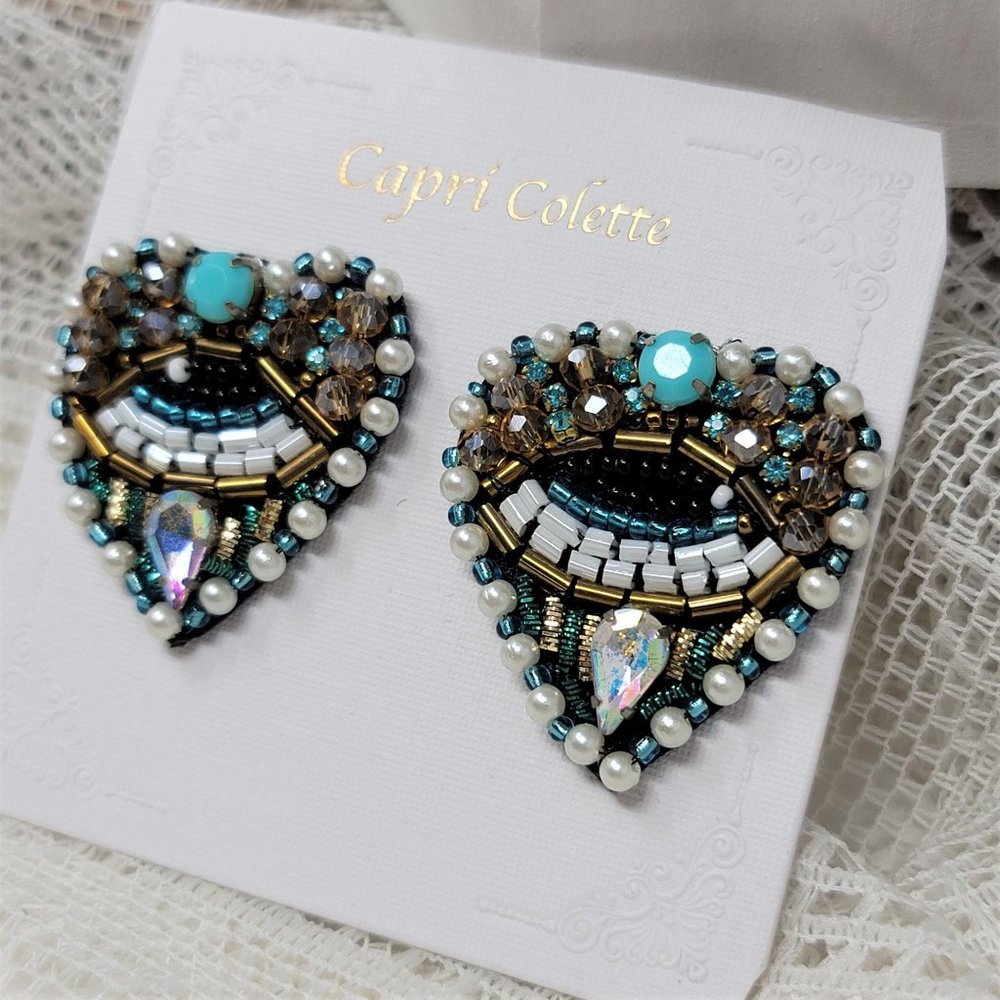 Capri Colette Rhinestone & Seed Eye Earrings Pierc - Picture 3 of 8
